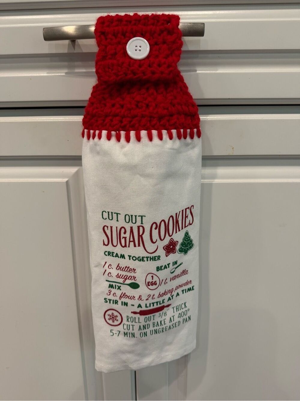 Crochet Top Kitchen Towel-Cut out sugar cookies